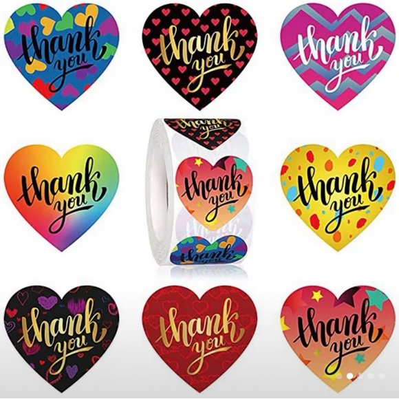 Other - (500) Colorful Heart Thank You Stickers